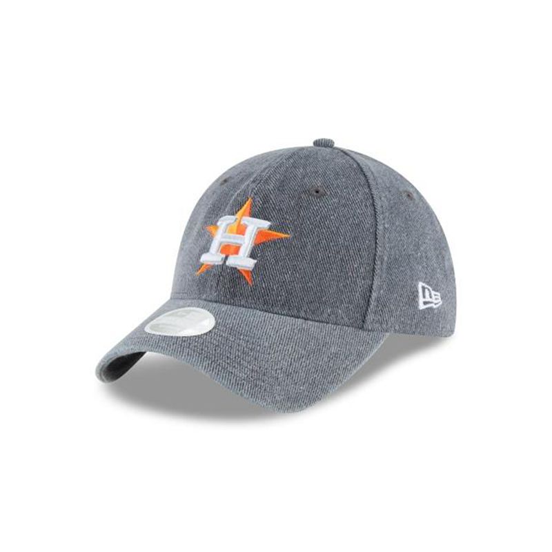 MLB Houston Astros Womens Faded Denim 9Twenty Adjustable (AGD5793) - Grey New Era Caps